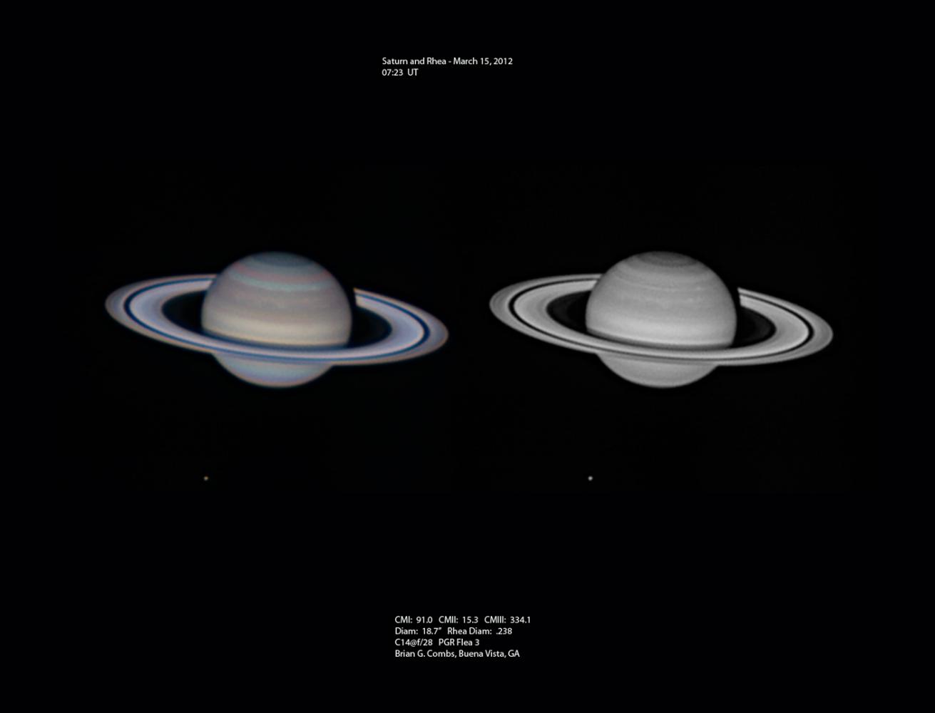 Saturn and Rhea - March 15, 2012
